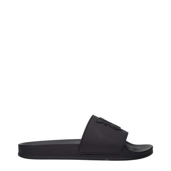 Palm Angels Black Cotton Men's Slippers